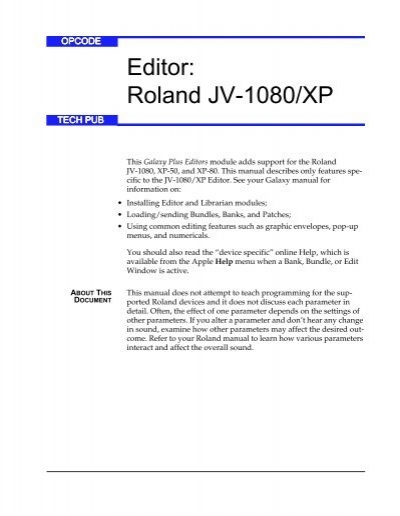 Roland jv 1080 manual